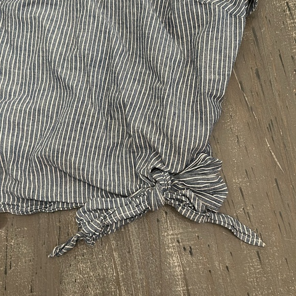 Free People Get Down Blue Striped One Shoulder Crop Top - Picture 5 of 8